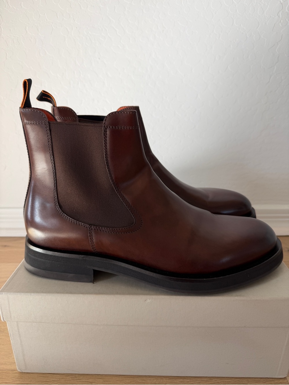 Santoni Brown Leather Chukka Chelsea Boots